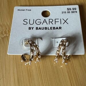 Sugarfix by BaubleBar Gold Pearl Hoop Earrings – Nickel Free